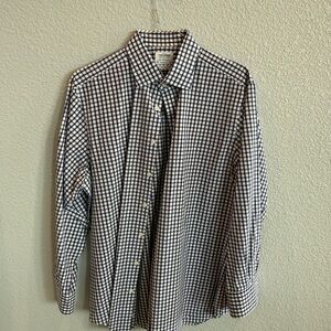 T.M.Lewin Navy and White Checkered Shirt
